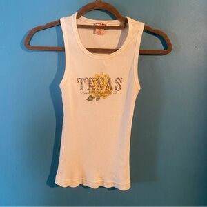 Vintage  Guess Yellow Rose of Texas Women's White Texas Tank Top